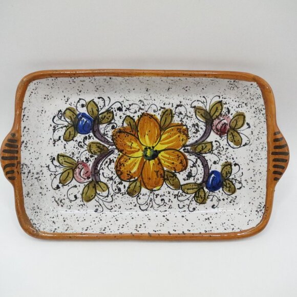 Demitasse Set F.I.C. Deruta Italy Cups Tray Majolica Floral Terracotta Tin Glaze - Picture 11 of 16